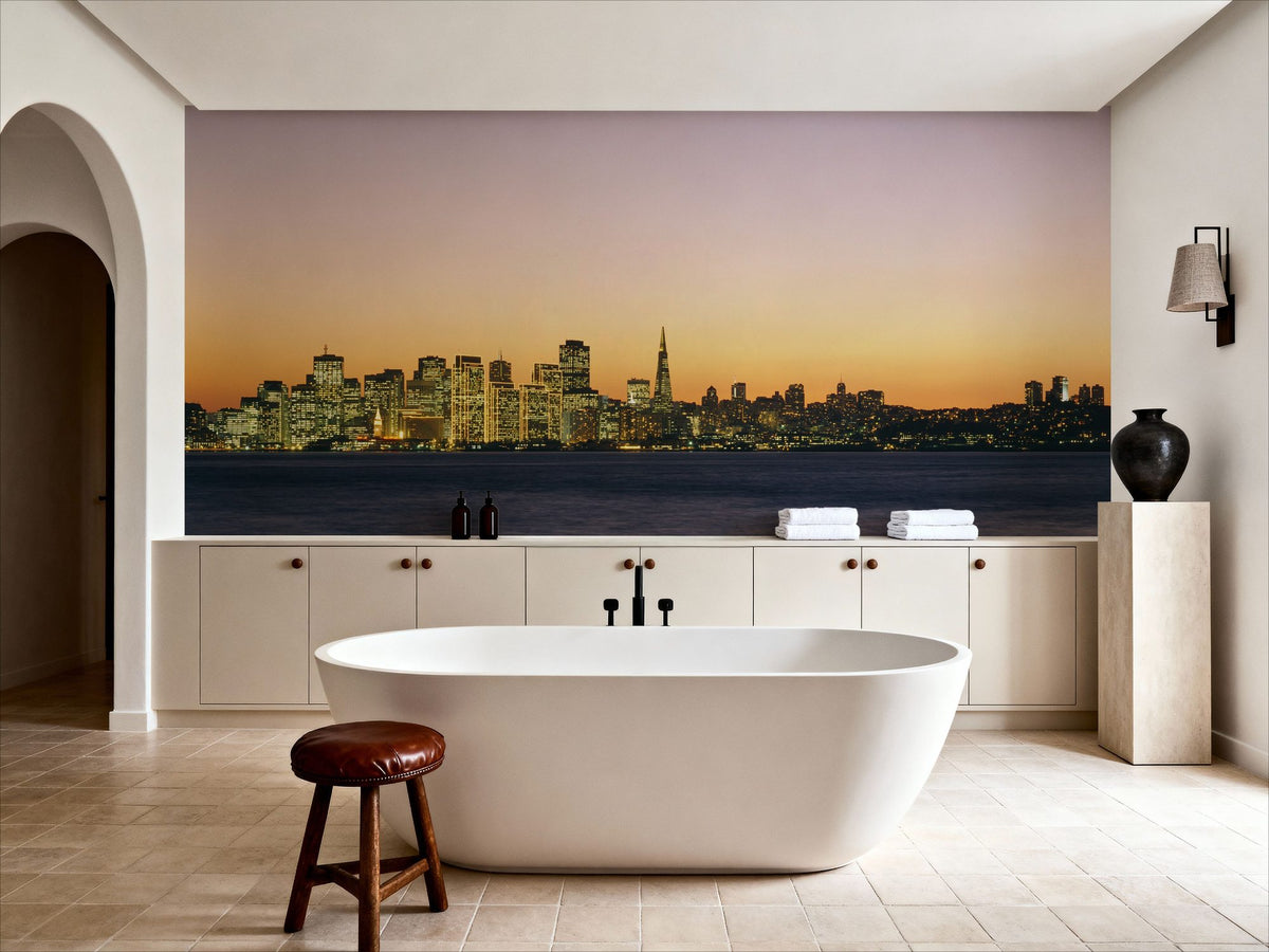 Sunset Metropolis Mural Wallpaper - Red Tone - room preview 03