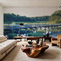 Woodland Bridge Reflection Mural Wallpaper - room preview 03