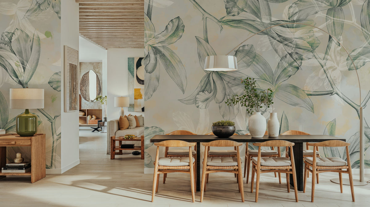 Orchids on Water Mural Wallpaper - Edition 3 - room preview 03