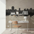 Poughkeepsie New York Skyline Concrete Mural Wallpaper - room preview 03