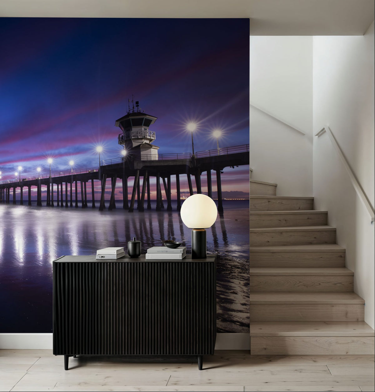 Twilight Harbor Mural Wallpaper - Blue Tone - room preview 03