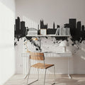Manchester England Skyline Black & White Mural Wallpaper - room preview 03