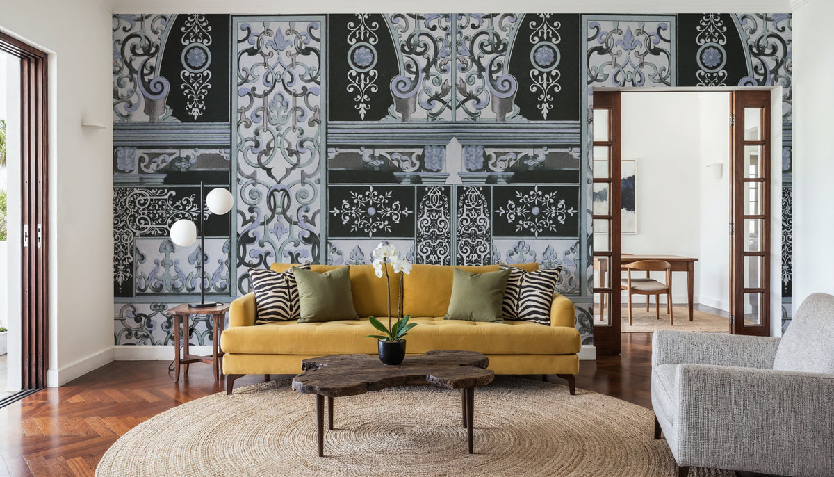 German Renaissance, Periwinkle Mural Wallpaper - room preview 03