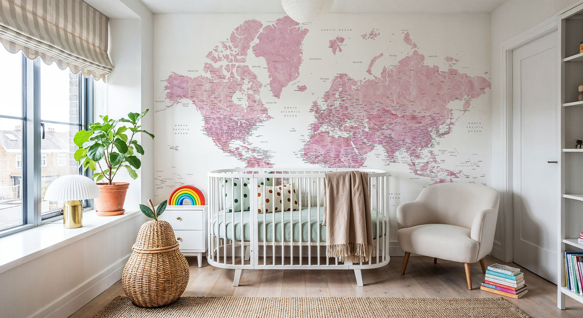 World Map Cities - Damla Mural Wallpaper - room preview 03