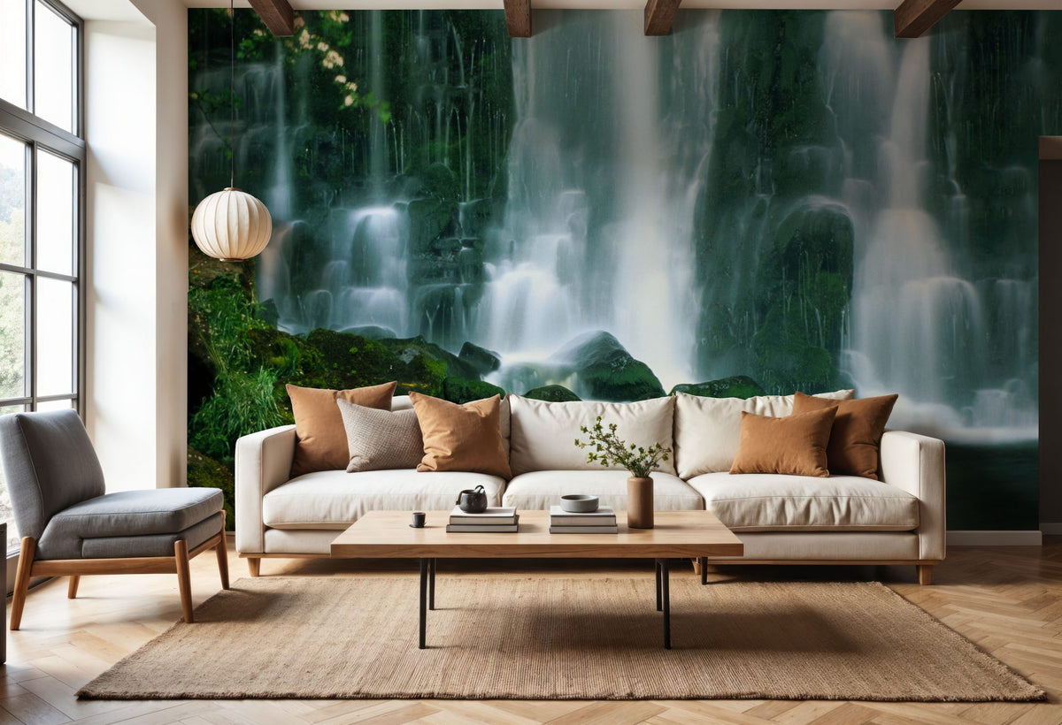 Emerald Cascade Mural Wallpaper - room preview 03