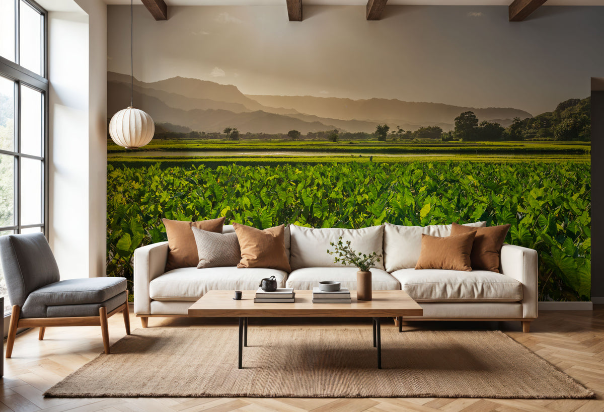 Golden Field Sunset Mural Wallpaper - room preview 03