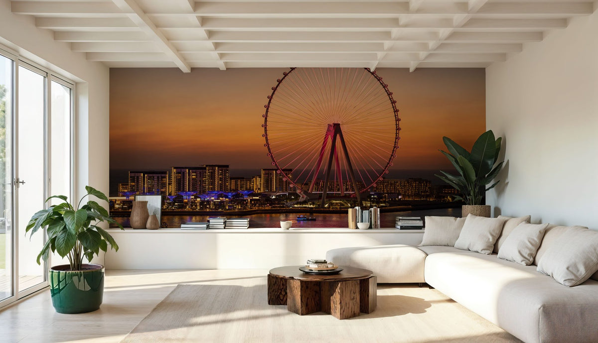 Sunset Ferris Wheel Mural Wallpaper - room preview 03