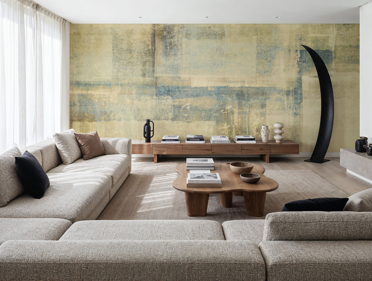 Texture Fields Yellow Mural Wallpaper - room preview 03