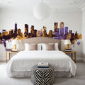 Denver Skyline Purple & Gold Mural Wallpaper - room preview 03