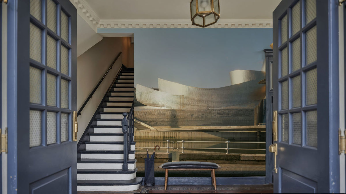 Metallic Riverfront Sculpture Mural Wallpaper - room preview 03