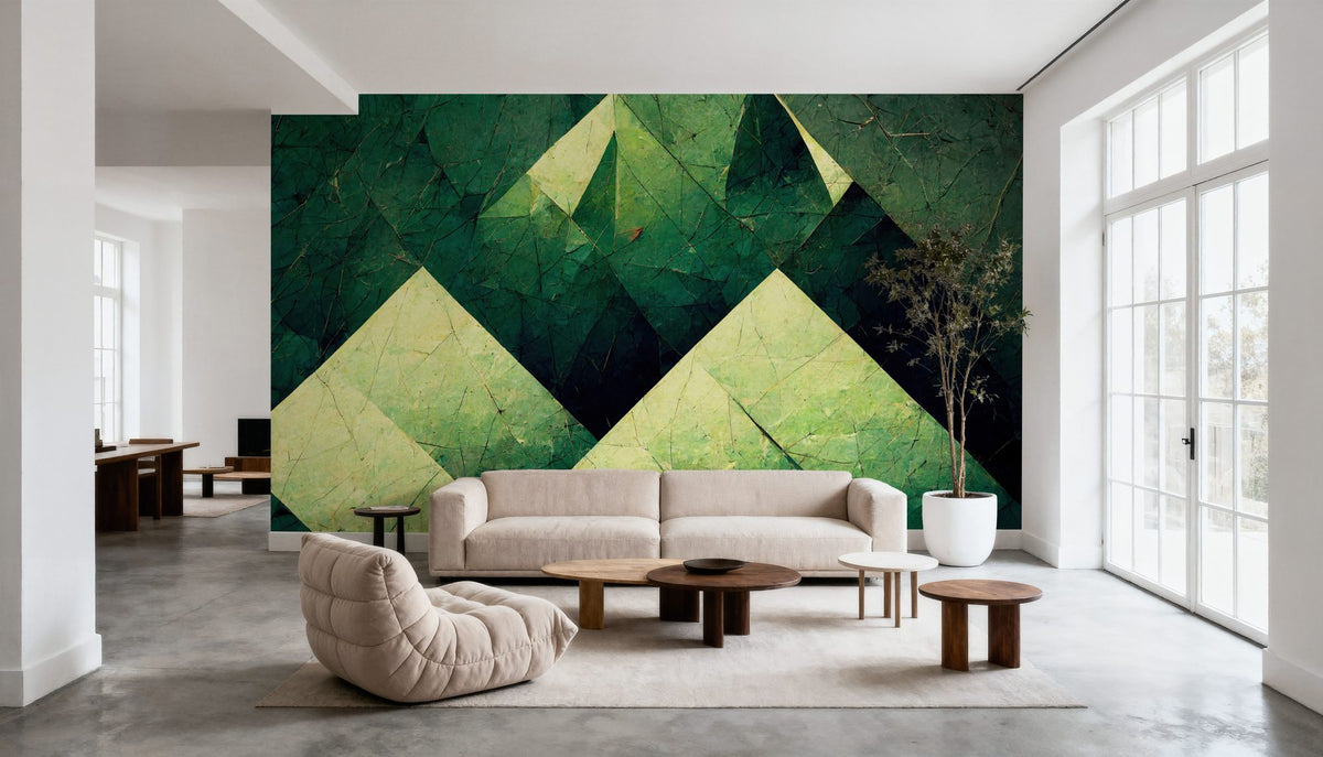 Reduced Mountains Green Mural Wallpaper - room preview 03