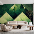 Reduced Mountains Green Mural Wallpaper - room preview 03
