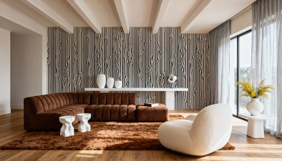 Dwellpaper Veneer Lines, Zebra Mural Wallpaper image 3