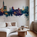Strasbourg France Skyline Blue & Bronze Mural Wallpaper - room preview 03
