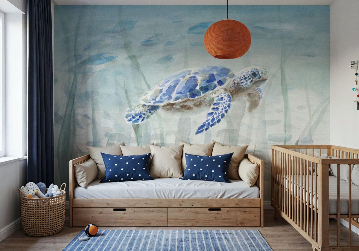 Undersea Turtle Mural Wallpaper - room preview 03