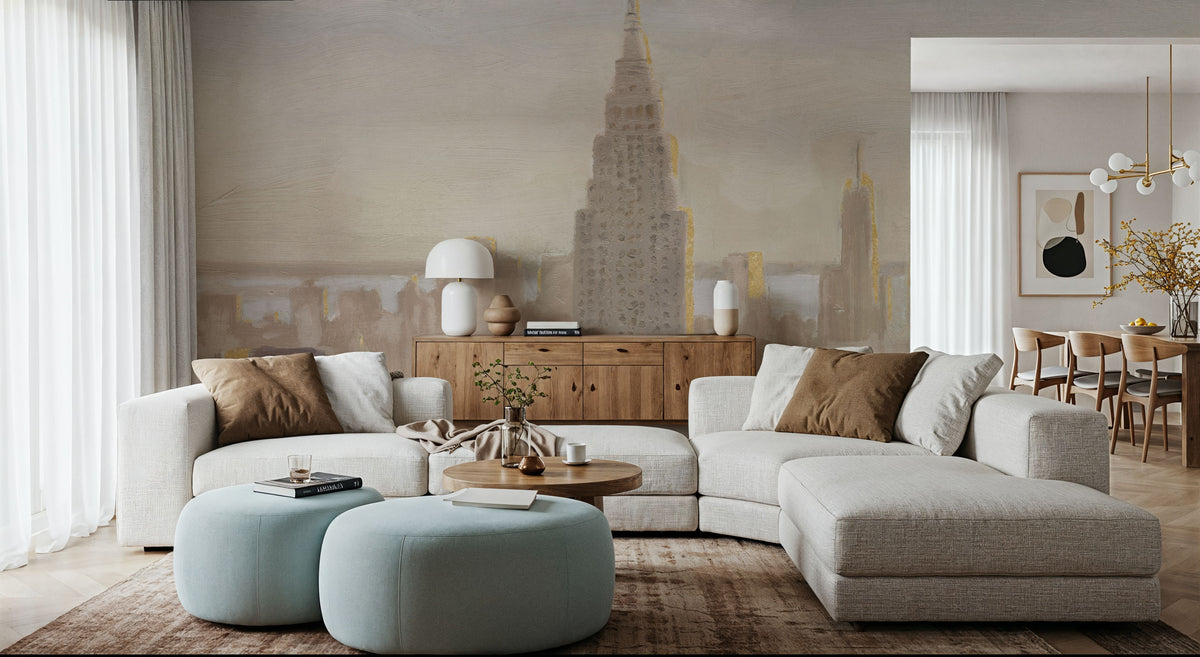 Downtown Dawn Mural Wallpaper - room preview 03