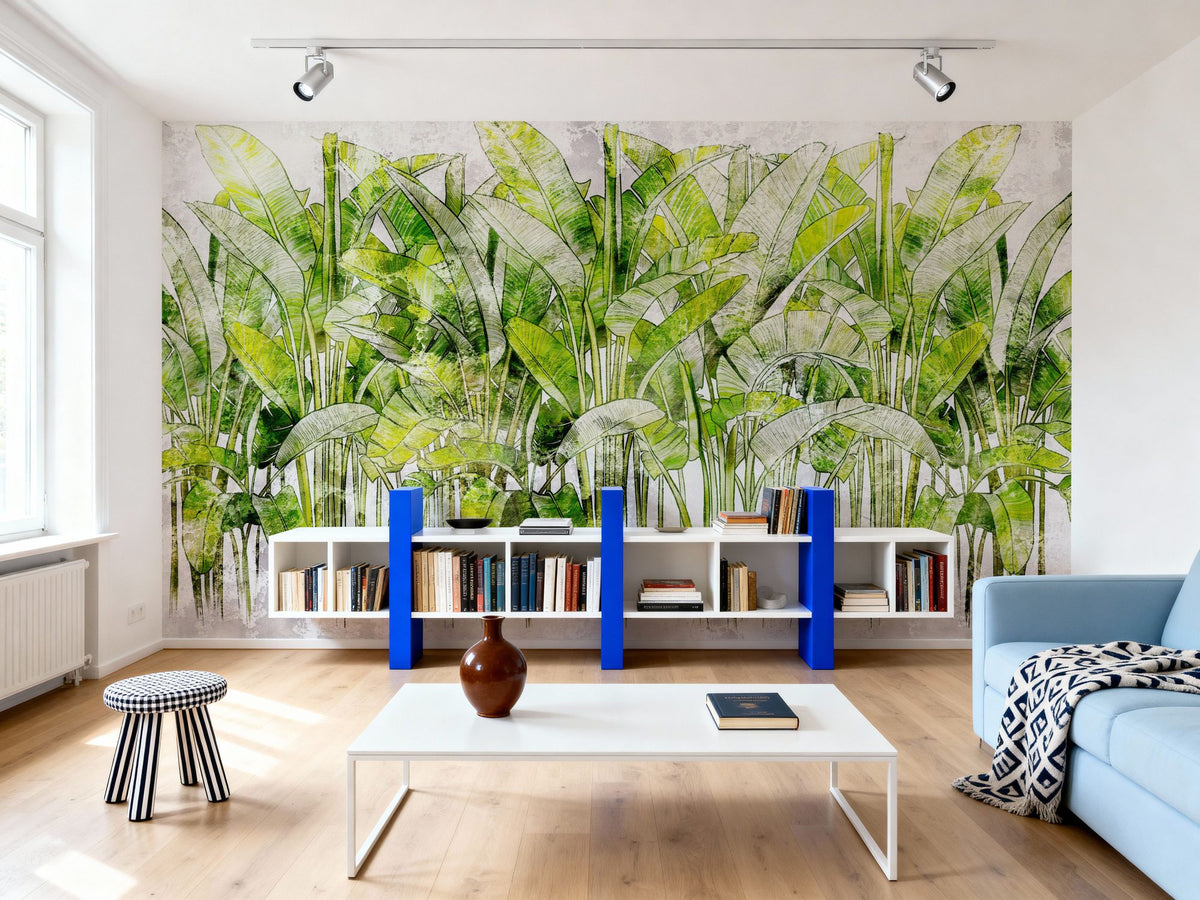 Wild Green Leaves Mural Wallpaper - room preview 03