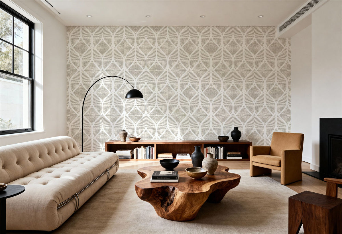 Diamond Leaf Mural Wallpaper - room preview 03