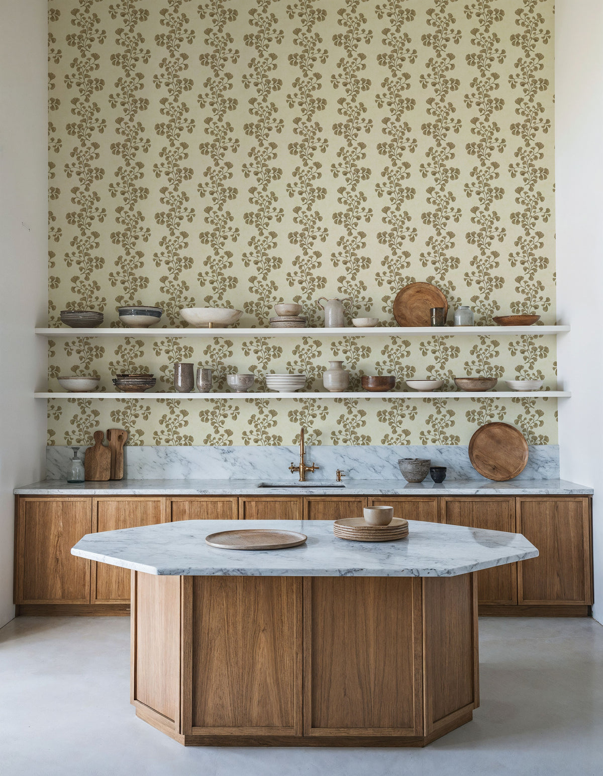 Fern Stripes, Beige Mural Wallpaper - room preview 03