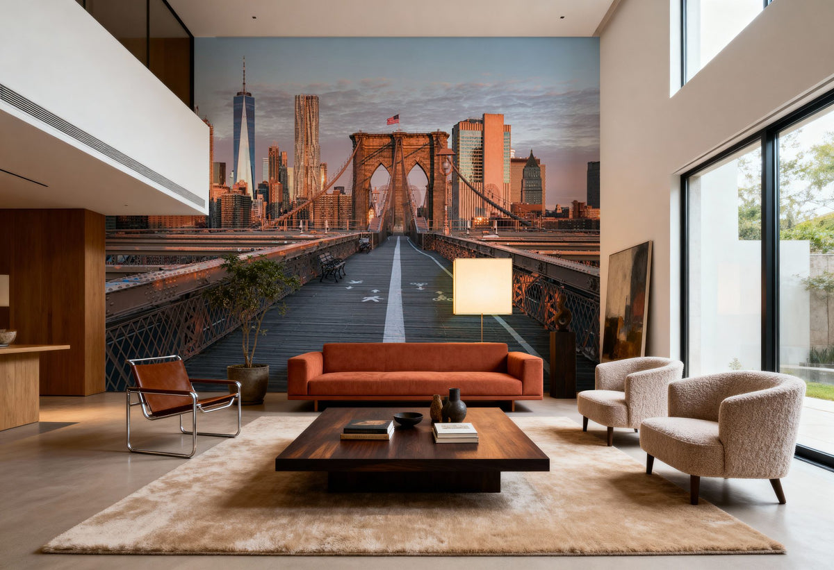 Brooklyn Bridge At Sunrise Mural Wallpaper - room preview 03