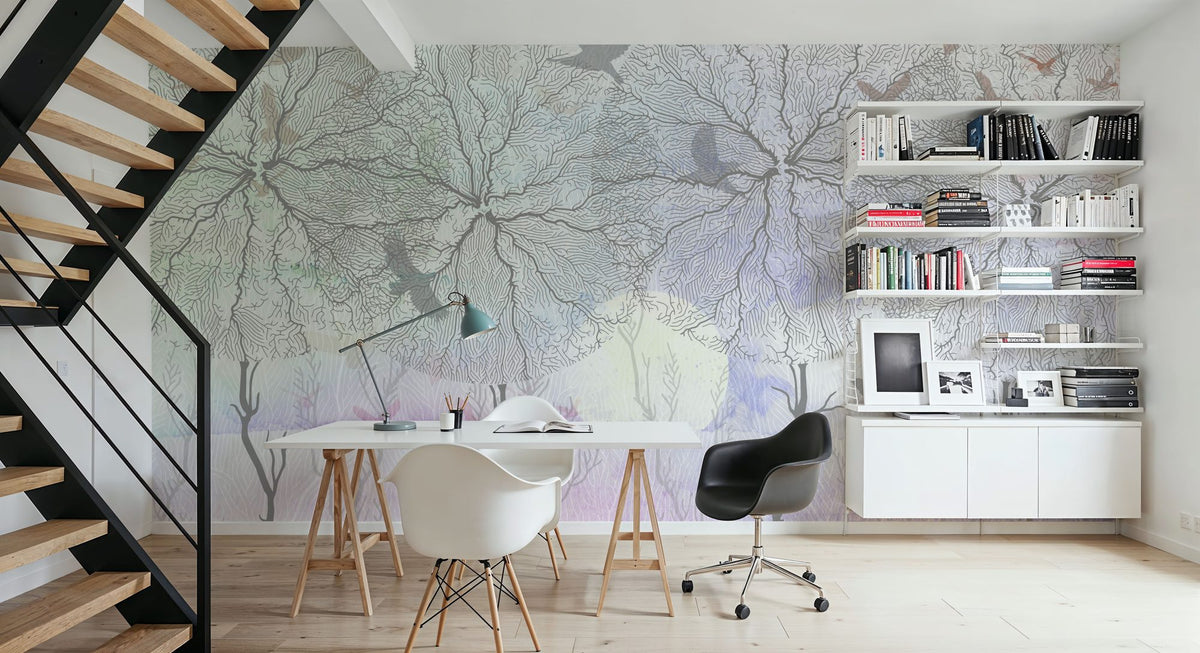 Shade of Trees Lilac Mural Wallpaper - room preview 03