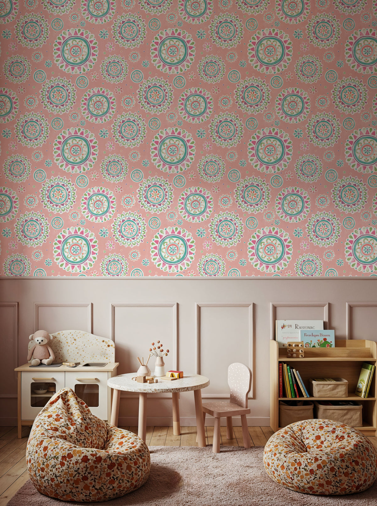 Seeing Cacti Coral Mural Wallpaper - room preview 03