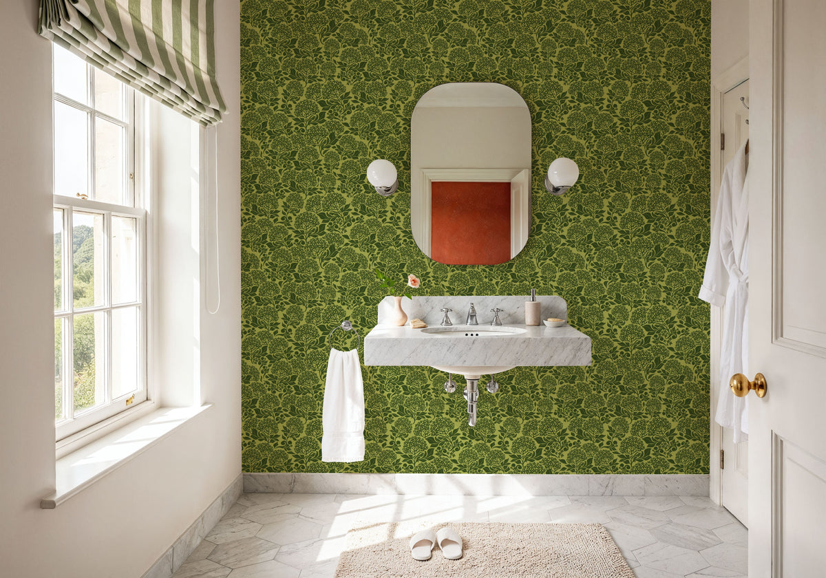 Hydrangea, Lime Mural Wallpaper - room preview 03
