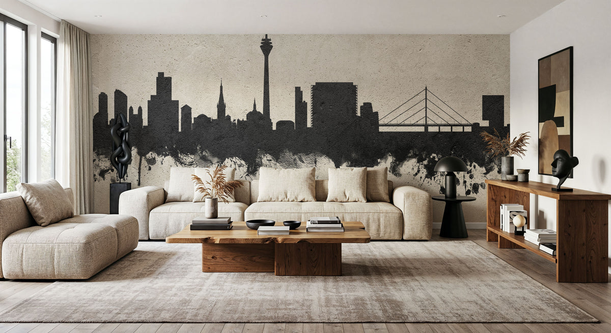 Düsseldorf Germany Skyline Concrete Mural Wallpaper - room preview 03