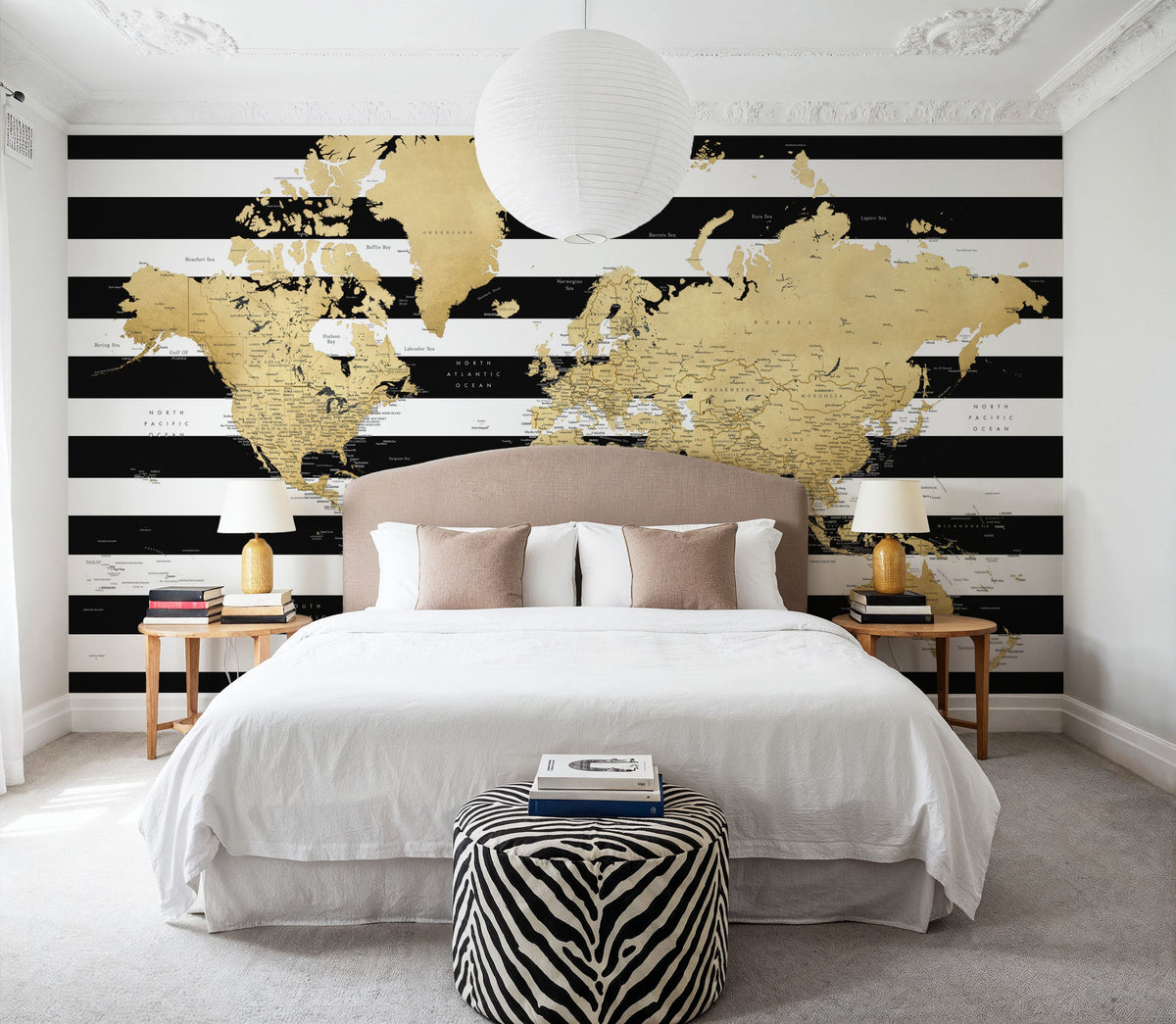 World Map Cities - Harper Mural Wallpaper - room preview 03