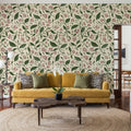 Winter Berries, Cream Mural Wallpaper - room preview 03