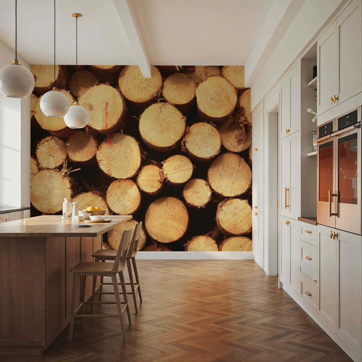Timber Rounds Mural Wallpaper - room preview 03
