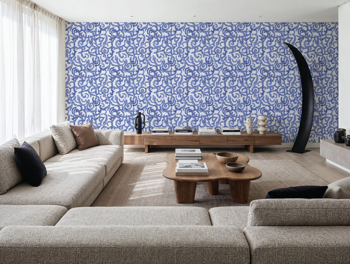 Olive Tree, Indigo Mural Wallpaper - room preview 03