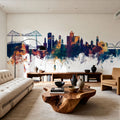 Middlesbrough England Skyline Blue & Bronze Mural Wallpaper - room preview 03
