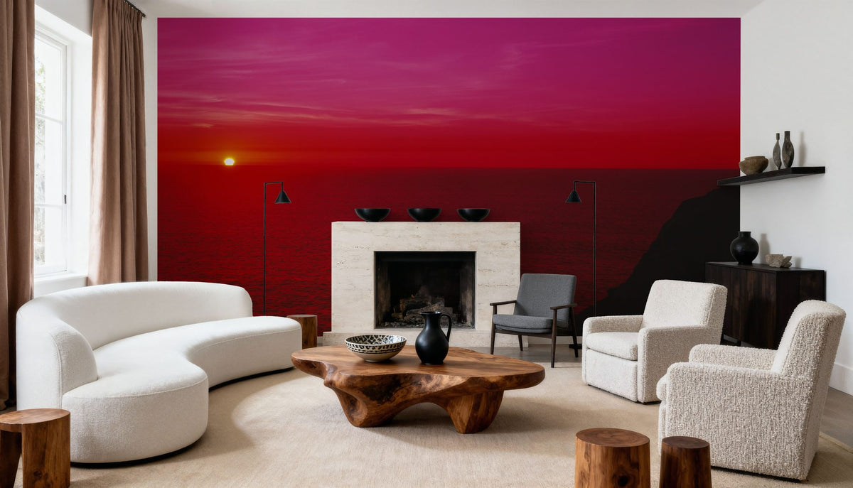 Crimson Horizon Mural Wallpaper - room preview 03