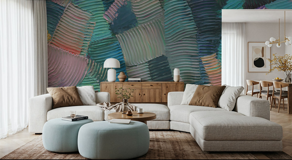 Abstract Stroke Texture Painting, Warm Mural Wallpaper - room preview 03