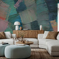 Abstract Stroke Texture Painting, Warm Mural Wallpaper - room preview 03
