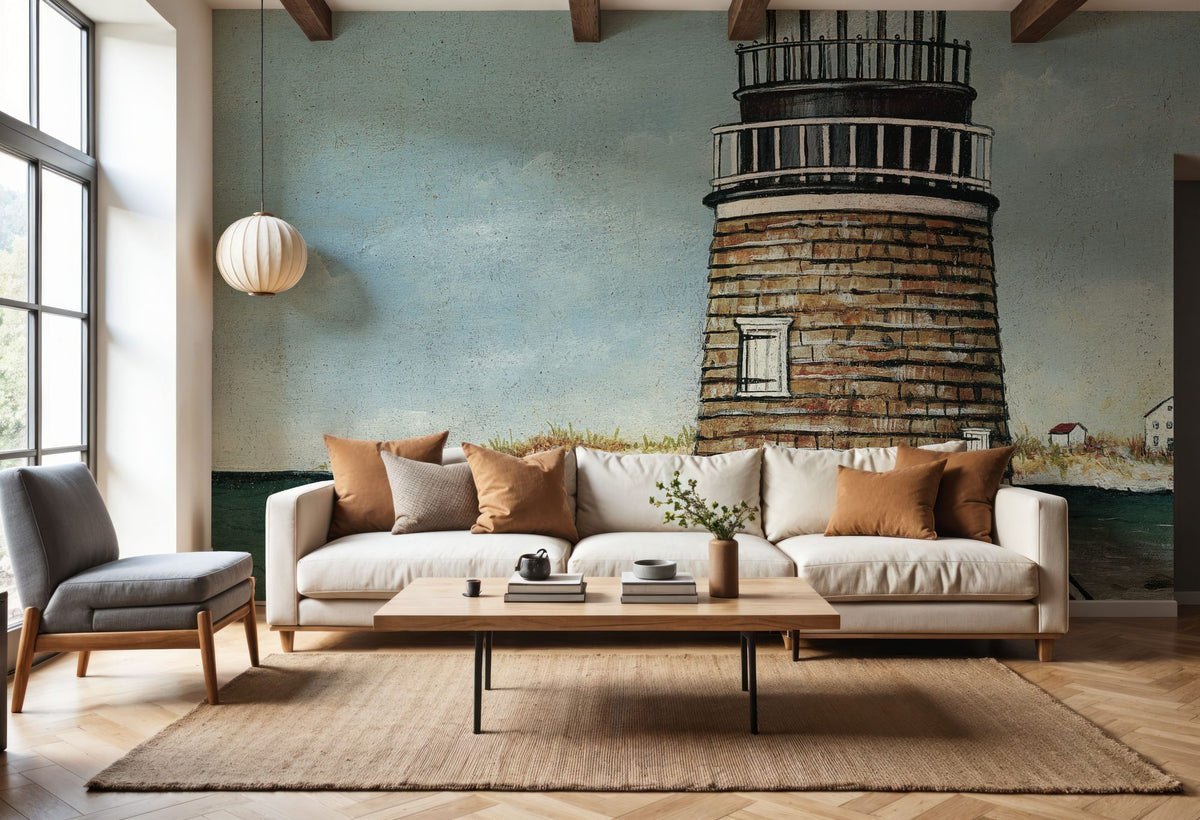 Beach House Mural Wallpaper - Neutral Tone - room preview 03