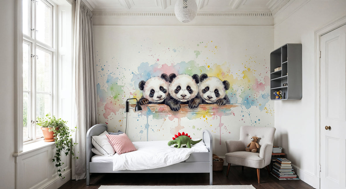Panda - Cute Baby Animals Series Mural Wallpaper - room preview 03