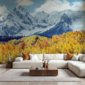 Misty Autumn Peaks Blue Mural Wallpaper - room preview 03