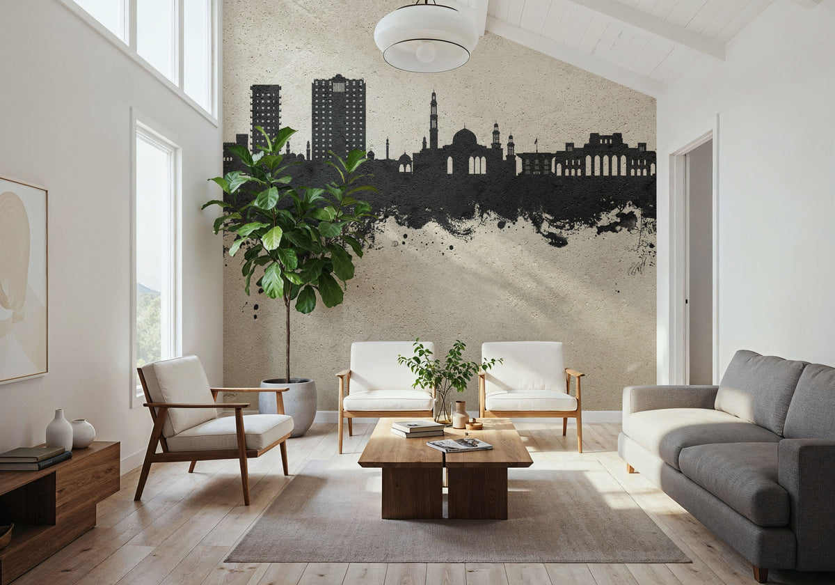 Muscat Oman Skyline Concrete Mural Wallpaper - room preview 03