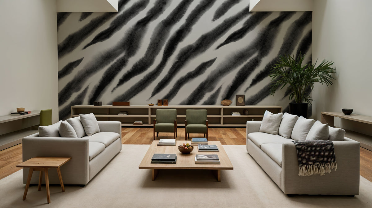 Watercolor Tiger Stripes, Zebra Mural Wallpaper - room preview 03