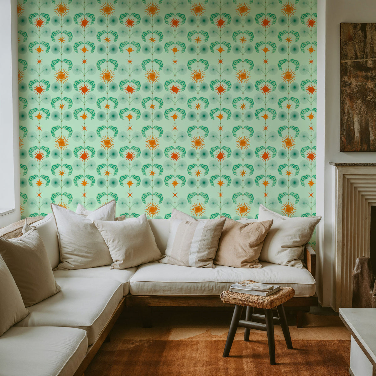 Helophite, Orange Mural Wallpaper - room preview 03