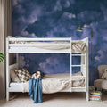 Painted Dreamy Clouds, Purple Mural Wallpaper - room preview 03