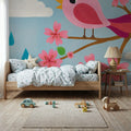 Retro Spring Bird Mural Wallpaper - room preview 03