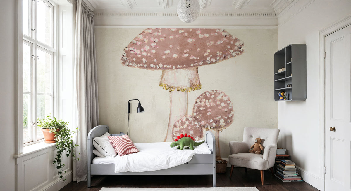Woodland Mushroom II Honeybloom Mural Wallpaper - room preview 03