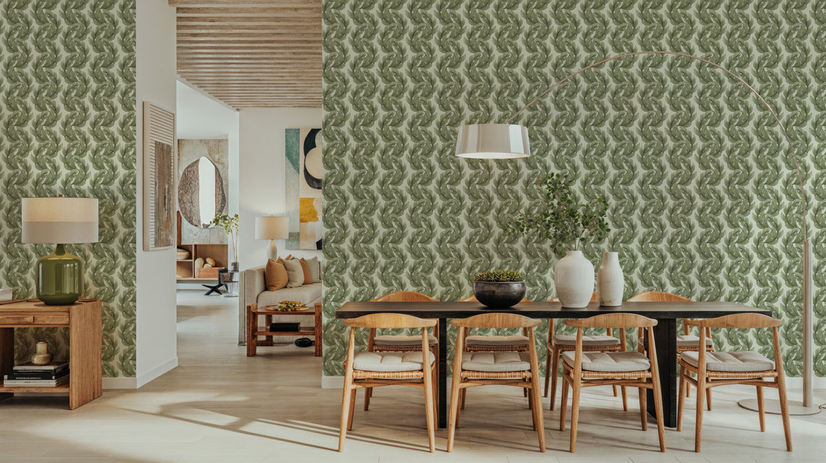 Verdant Plume, Olive Mural Wallpaper - room preview 03