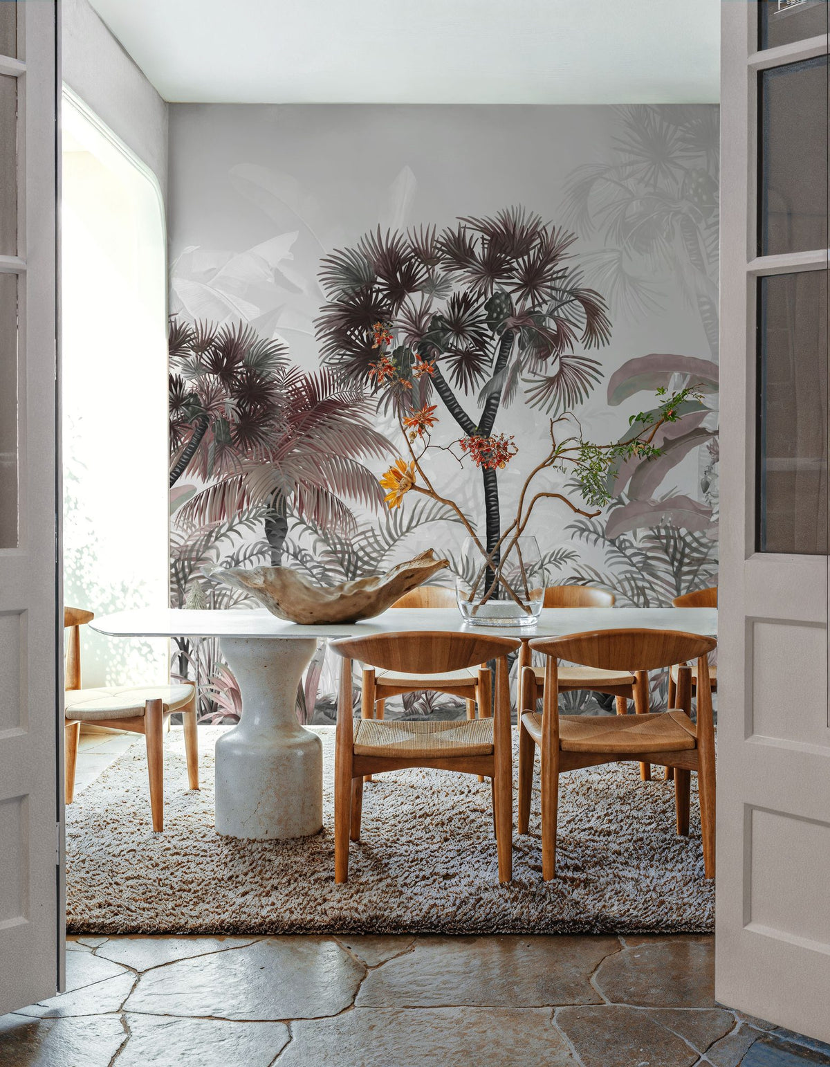 Tropical Forest Strolls Light Blue Mural Wallpaper - room preview 03