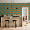 Pumpkin Harvest Blue Mural Wallpaper - room preview 03