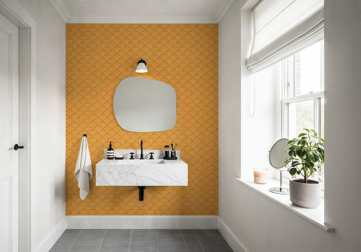 Coastal Scales Yellow Mural Wallpaper - room preview 03