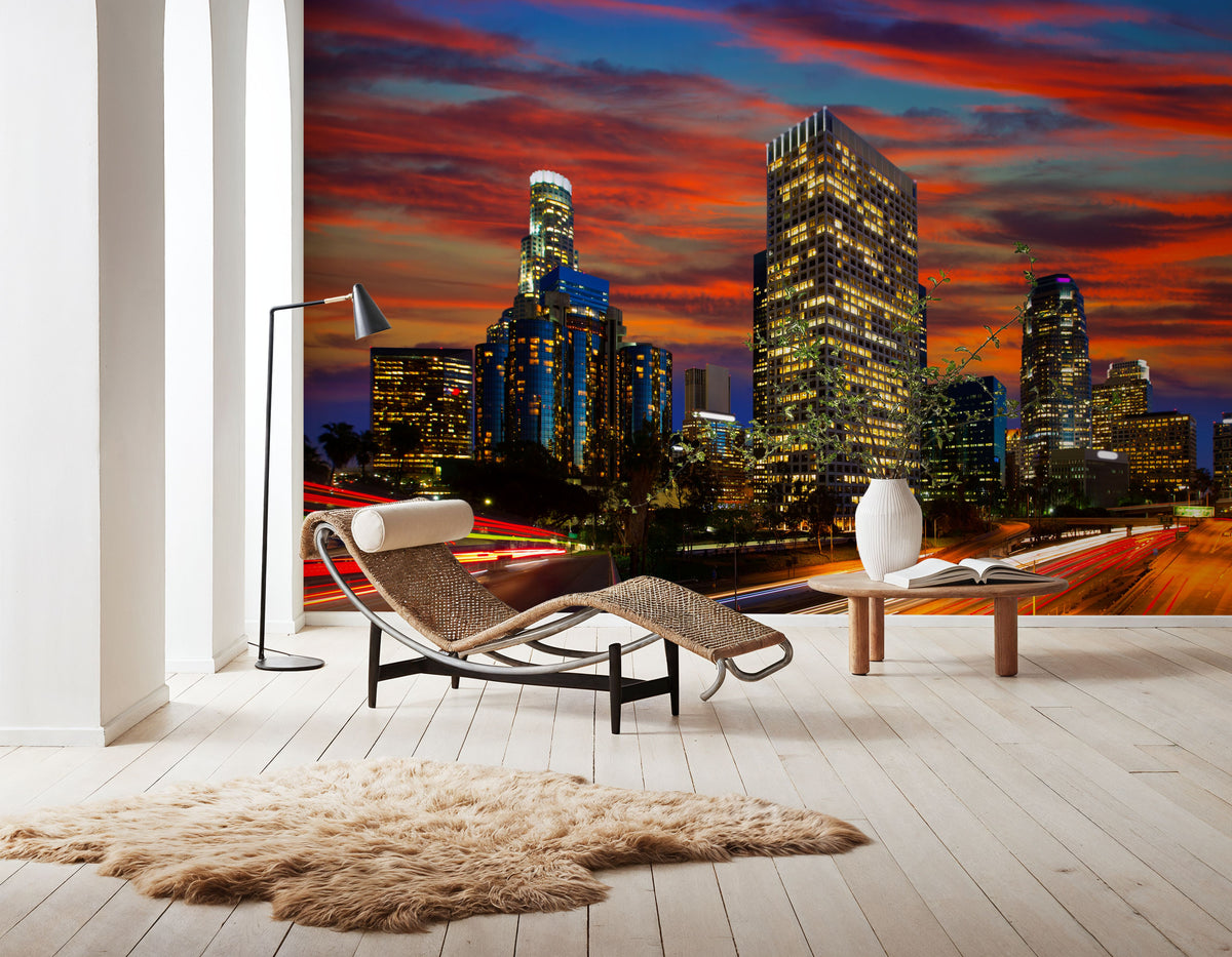 Downtown From the 110 Mural Wallpaper - room preview 03